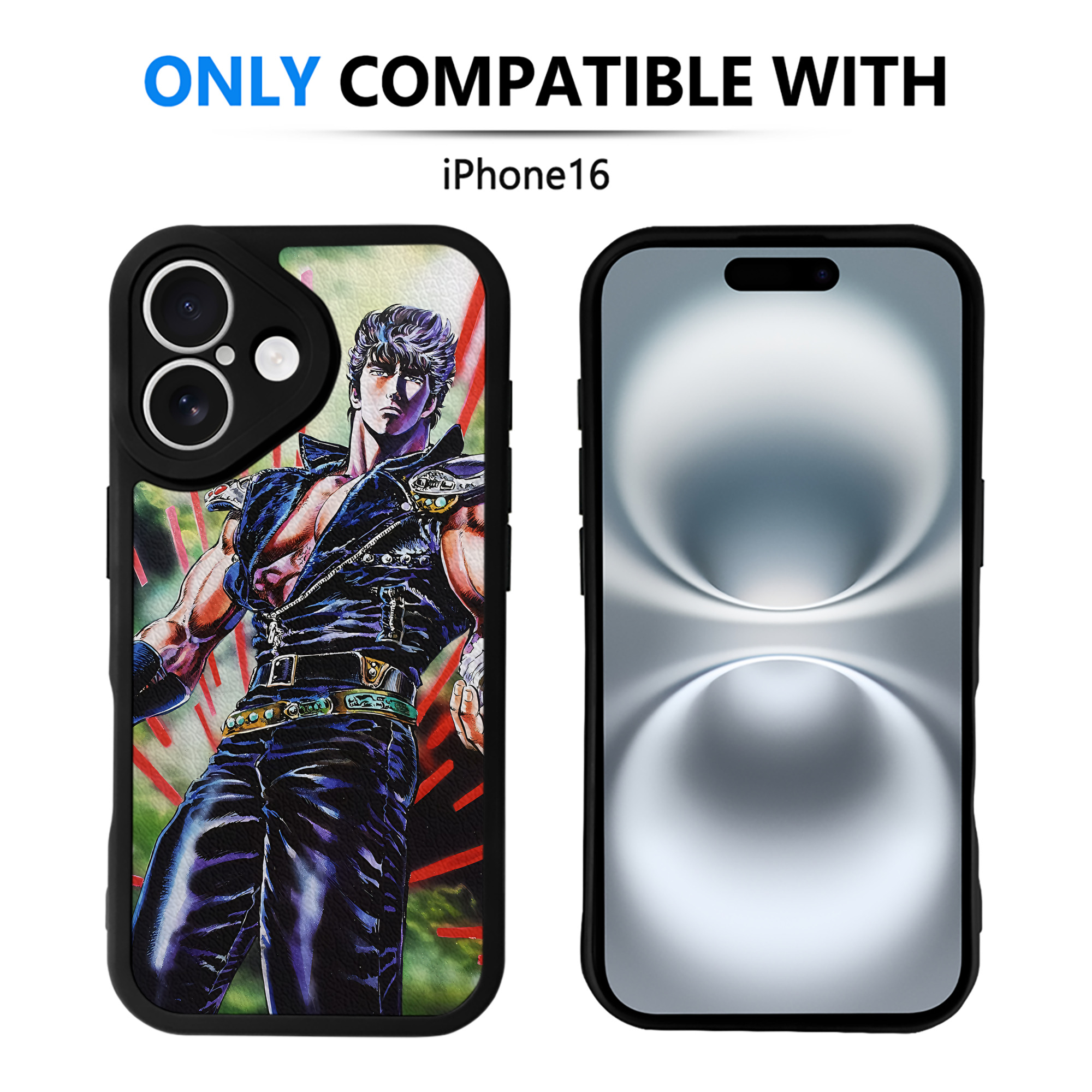 （画像用） 北斗の拳 Fist of the North Star 【iPhone 16シリーズ対応】シリコンスマホケース（レザー調） 材質：シリコン